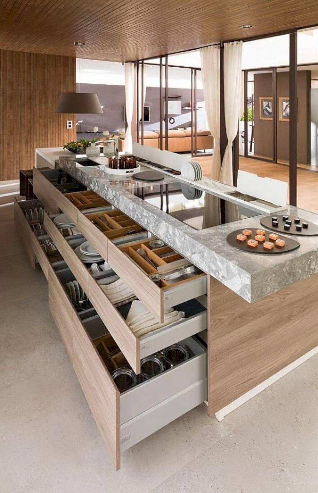 Clever Kitchen Island Storage Utilizing Corner Space Effectively