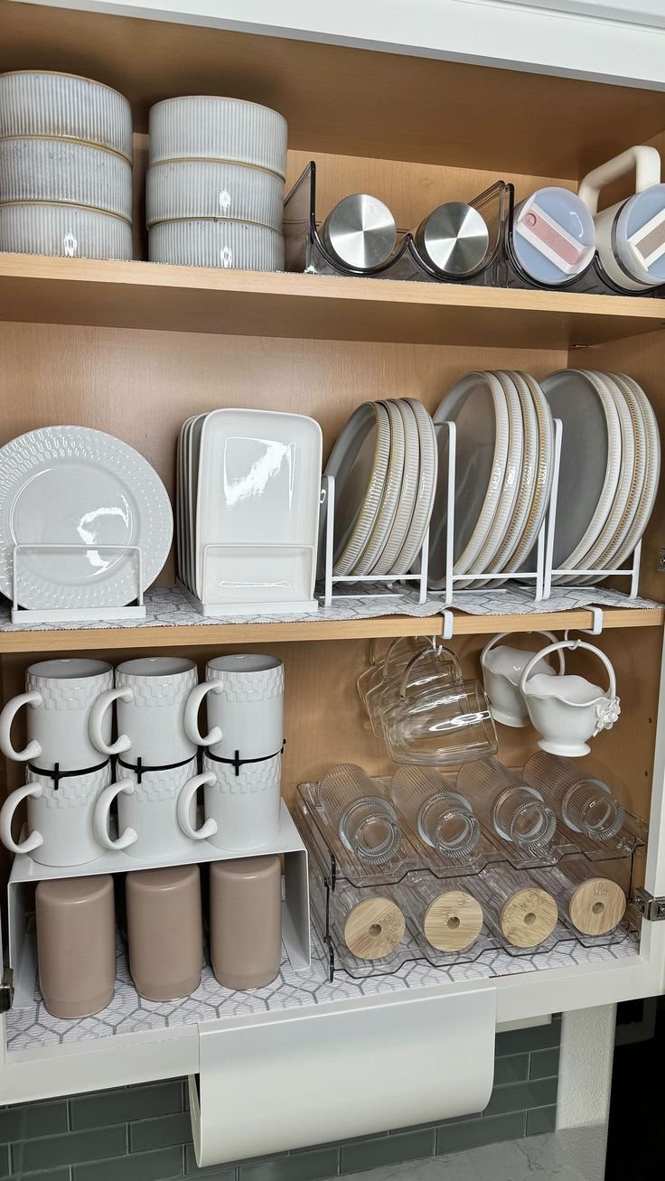 Kitchen Cupboard Organization Neat Plate Display