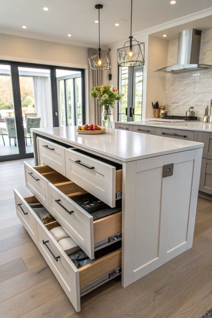 Clever Kitchen Island Storage with Smart Drawer Dividers for Organization