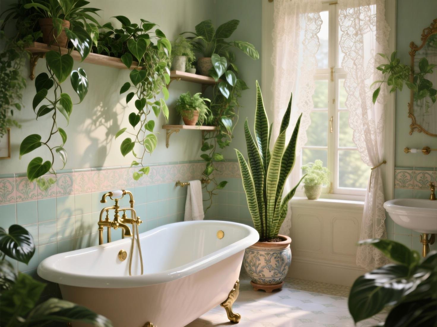 French Bathroom Plants