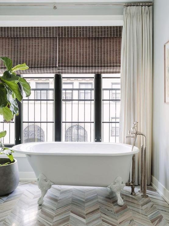 Fiddle Leaf Fig for Boldness in French Bathroom Plants