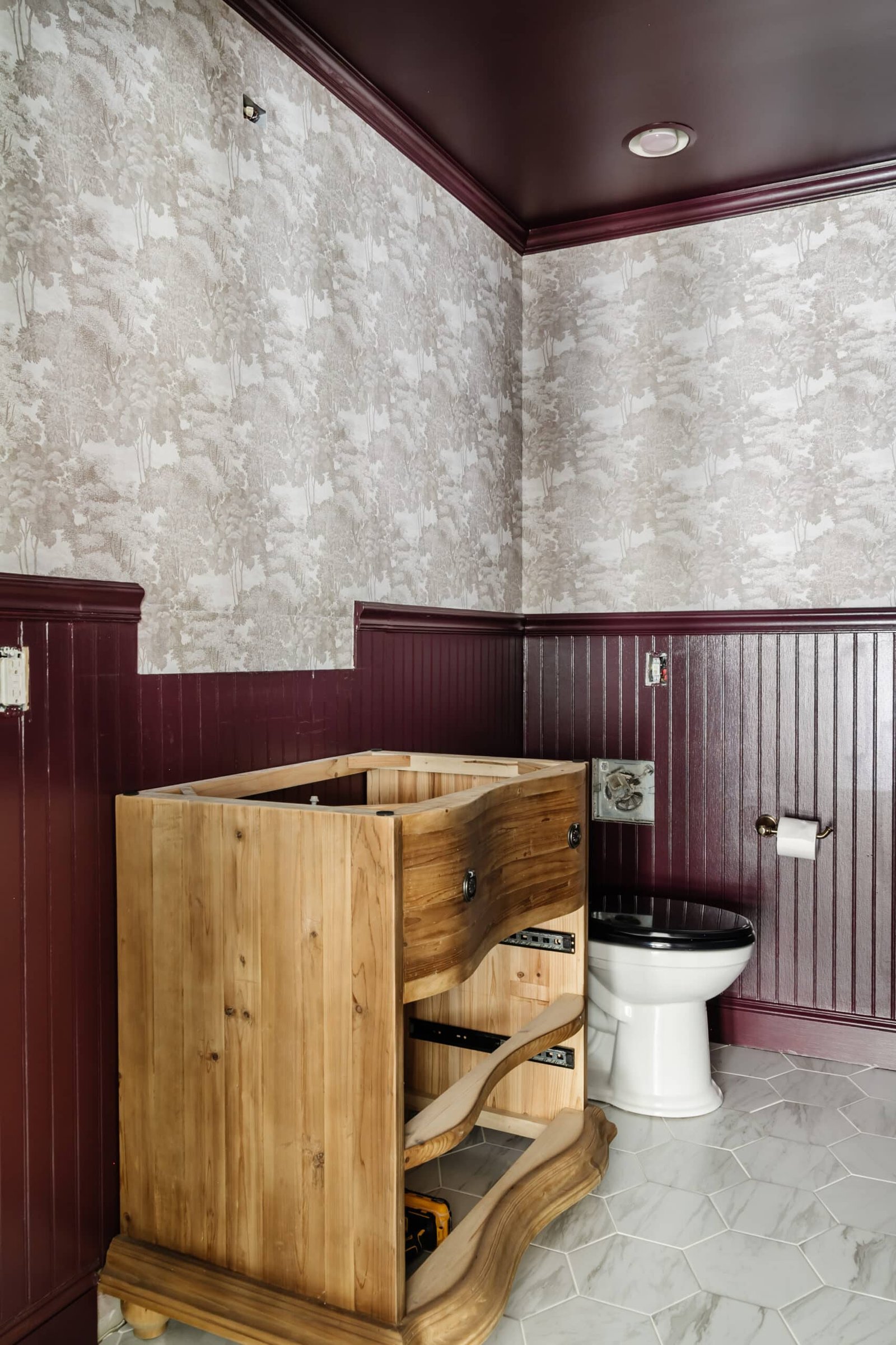 Rustic Wood Texture for French Bathroom Wallpaper