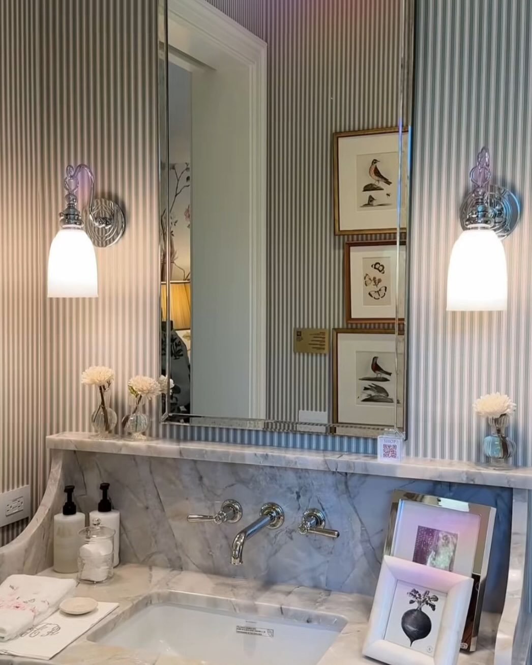 Sophisticated Stripes for French Bathroom Wallpaper