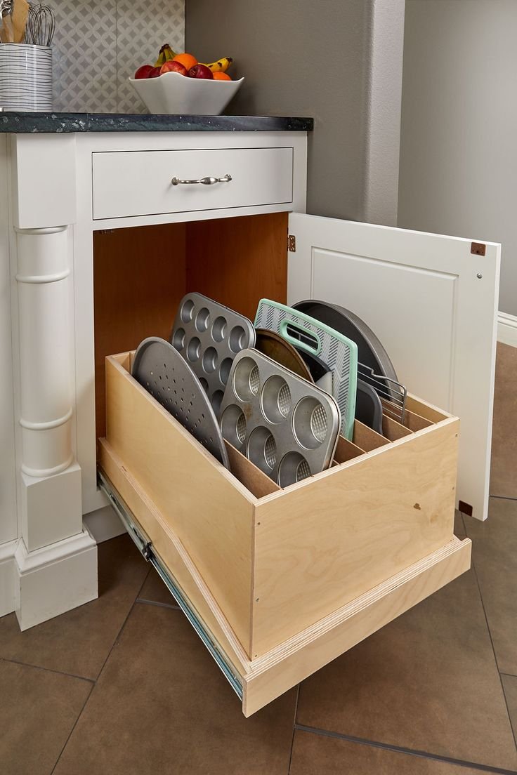 Vertical Kitchen Organization Hacks With Pull-Out Baking Sheet Drawer