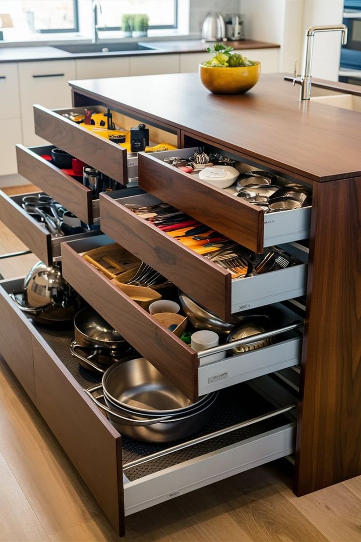 Clever Kitchen Island Storage with Drawers for Everyday Essentials
