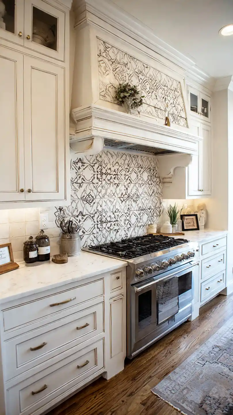 Fabric Farmhouse Kitchen Backsplash