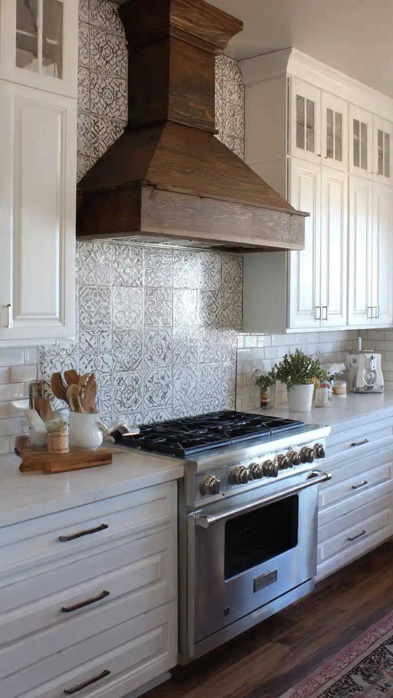 Glass Tile Farmhouse Kitchen Backsplash