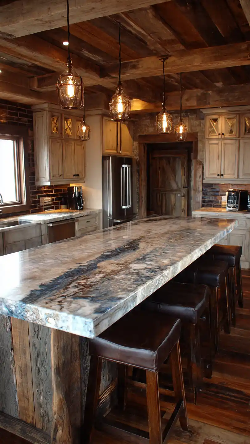 Natural Stone Countertops Rustic Farmhouse Kitchen