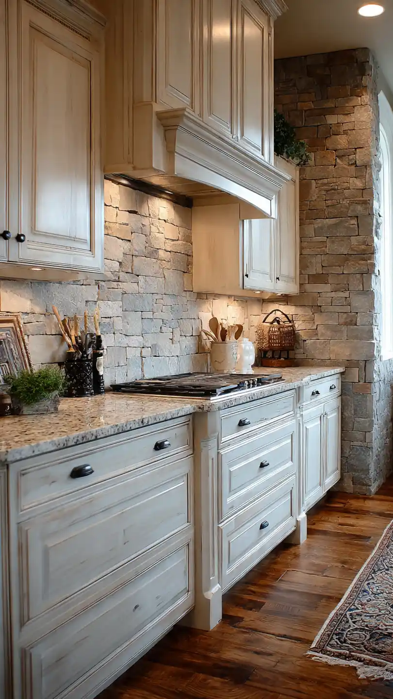 Natural Stone Farmhouse Kitchen Backsplash
