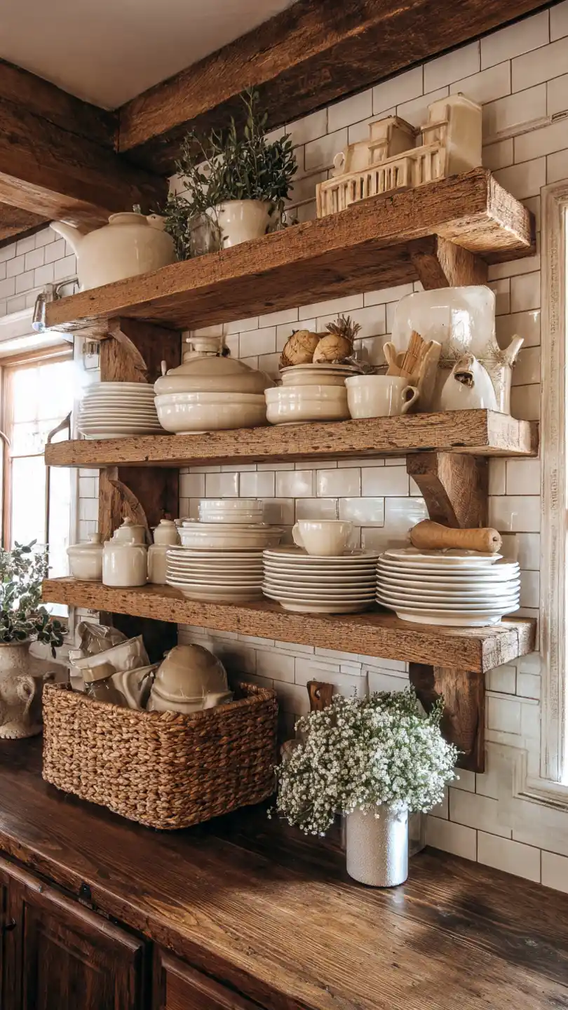 Open Shelving Rustic Farmhouse Kitchen