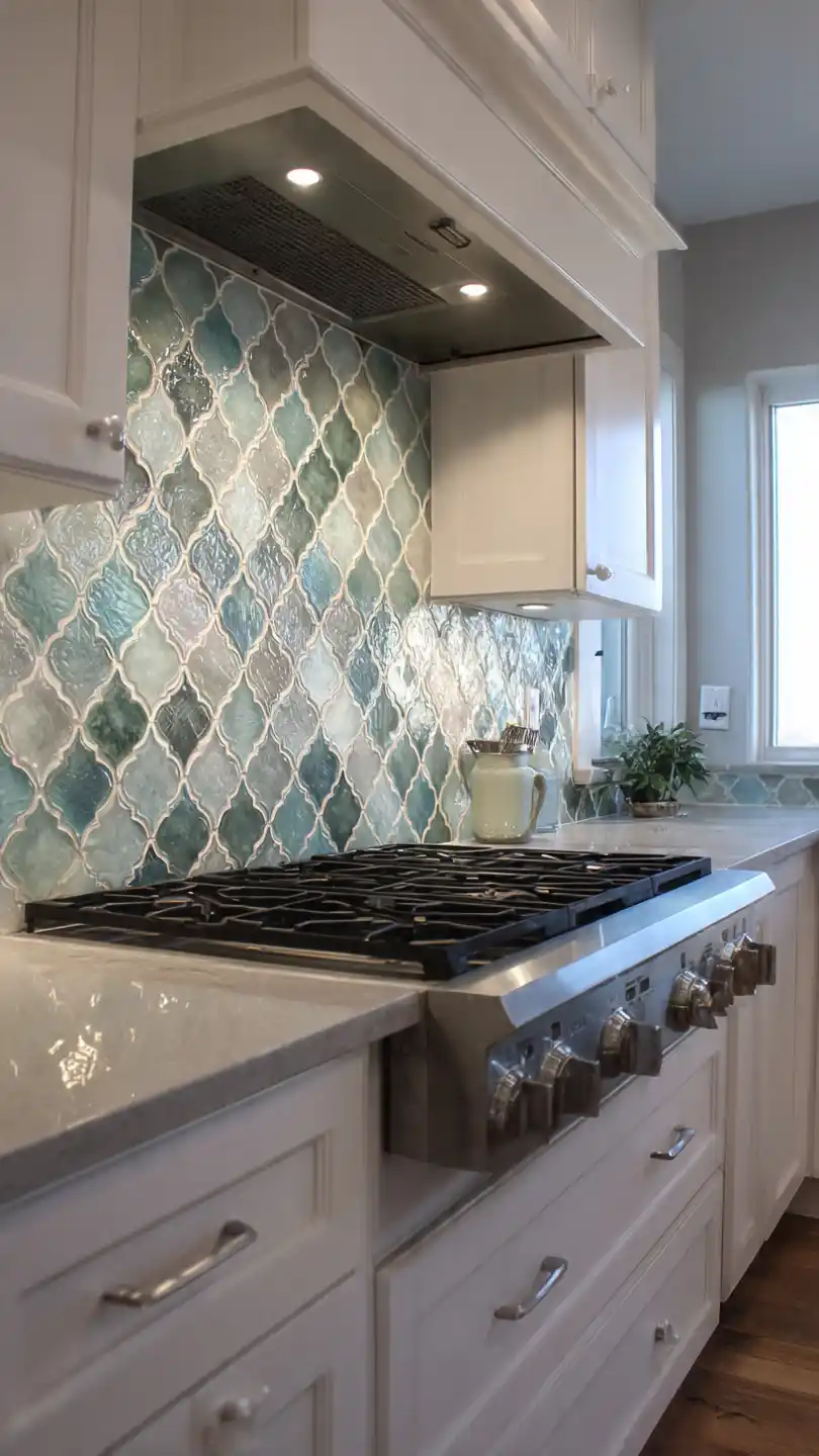 Recycled Glass Farmhouse Kitchen Backsplash