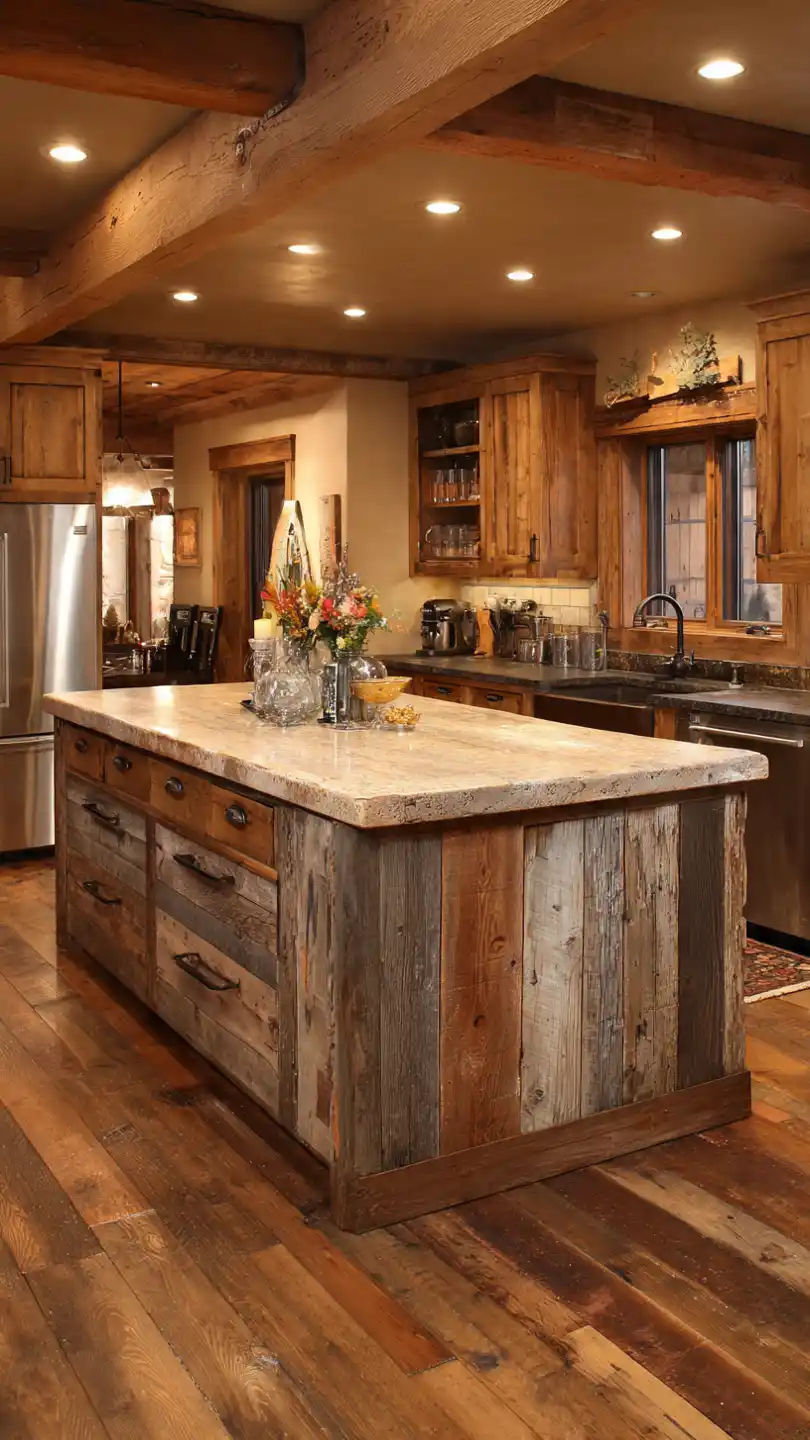 Rustic Kitchen Island with Reclaimed Wood Country Kitchen