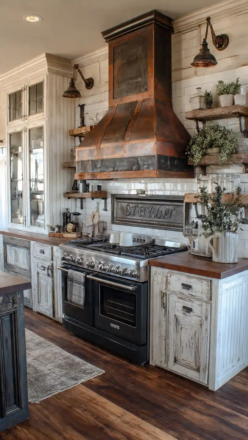 Rustic Metal Accents Rustic Farmhouse Kitchen