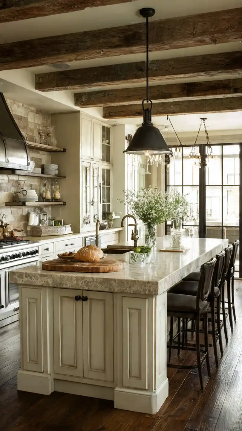Vintage-Inspired Lighting Fixtures Country Kitchen