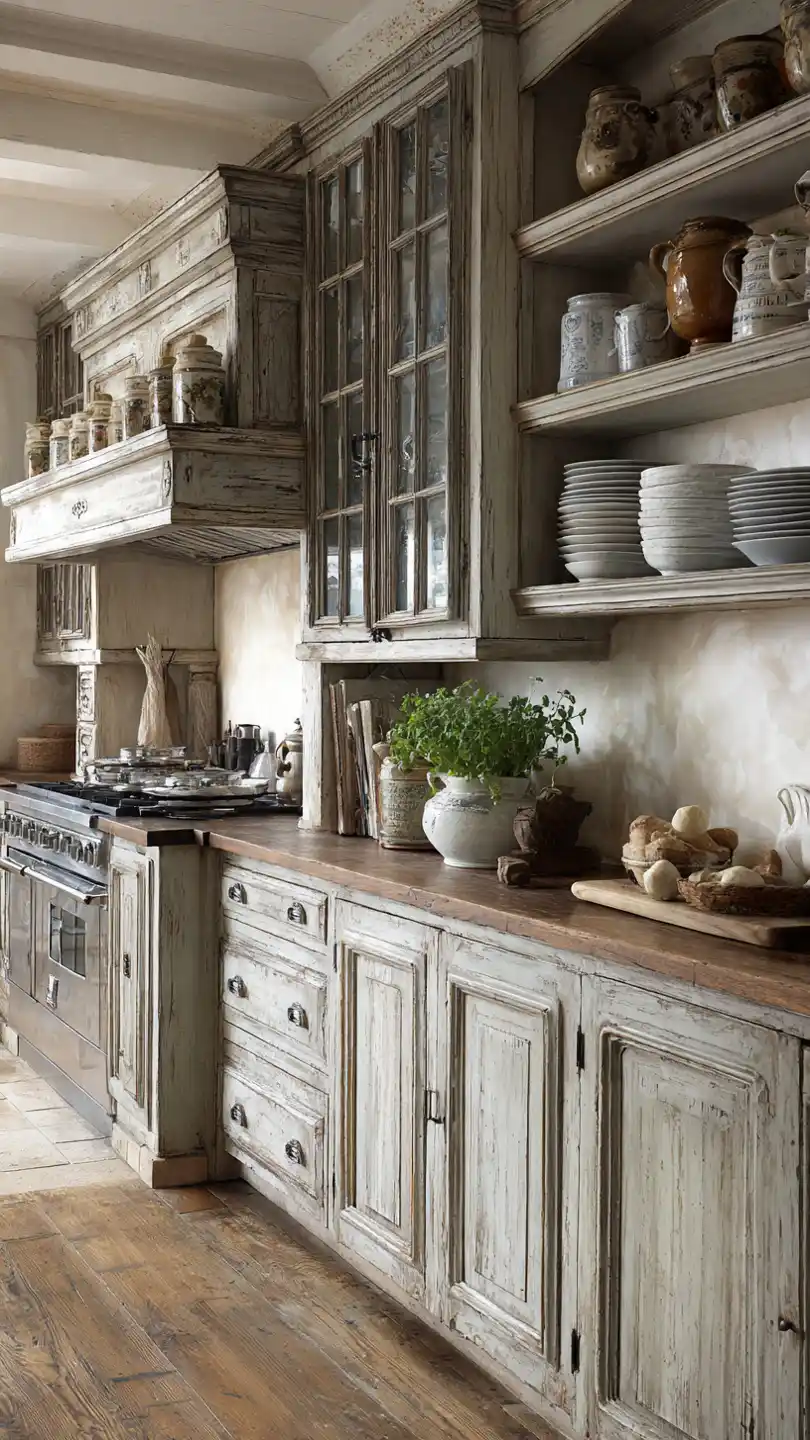Vintage-Style Cabinets with Distressed Finishes